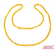 22 Karat Gold Rope Chain (22 Inch) ( Men`s Gold Chains )