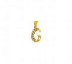 22Kt Gold Pendant with Initial(C) ( Initial Pendants )