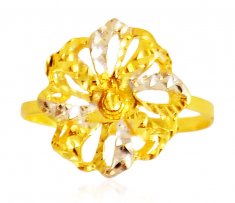 22 Karat Gold Two Tone Ring ( Ladies Gold Ring )