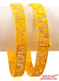 22K Gold Two Tone Bangles(2 Pc)