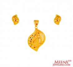 Meenakari 22K Gold Pendant set