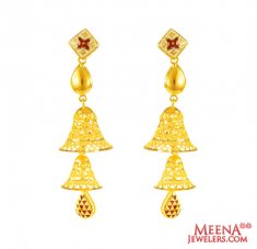 22K Gold Chandelier Earrings ( 22Kt Gold Fancy Earrings )