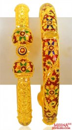 22kt Gold Designer Meenakari Kadas ( Kadas )