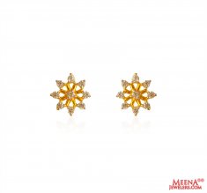 22kt Gold CZ Earrings ( 22 Kt Gold Tops )