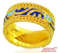 22Kt Gold Meenakari Ring 