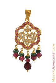 Gold Allah Pendant with Precious Stones