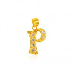 Fancy Pendant with Initial (P) ( Initial Pendants )