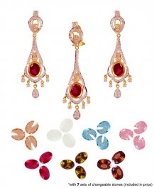 22k Fancy Changeable Stones Set ( Precious Stone Pendant Sets )