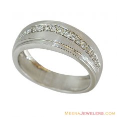 18K Mens White Gold Diamond Band