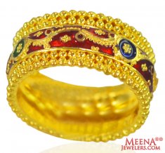 22K Gold Meenakari Ring ( Ladies Gold Ring )