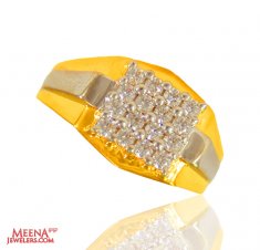 22 Karat Gold Two Tone Mens Ring ( Mens Signity Rings )