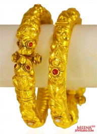 22Kt Gold Antique Kadas (2 Pc)