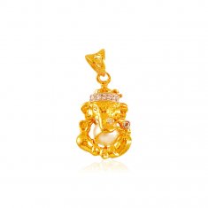 22K Gold Ganesha Pearl Pendant 