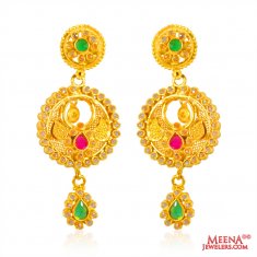 22 Kt Long Gold Earring - 22 karat Long Gold Earring with diversity of ...