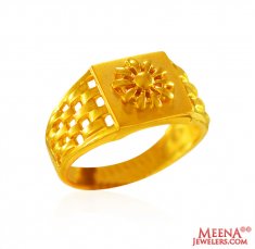 22k Gold Ring (Initial M) ( Mens Gold Ring )