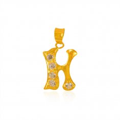 22K Gold Pendant with Initial (H)