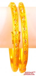 22k Gold Two Tone Bangles 2pcs ( Gold Bangles )