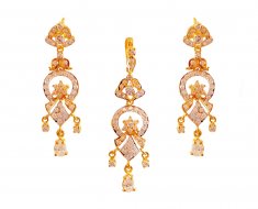 22K Pearl CZ Pendant Set  ( Precious Stone Pendant Sets )