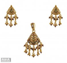 22k Indian Antique Pendant Set