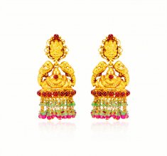 22 kt Gold Jumki Earrings ( Precious Stone Earrings )