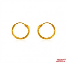22 Kt Gold Hoop Earrings for Girls