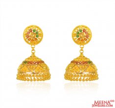 22 Kt Gold Meenakari Jhumki