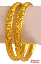 22kt Gold Fancy Bangles (2 Pc) ( Gold Bangles )