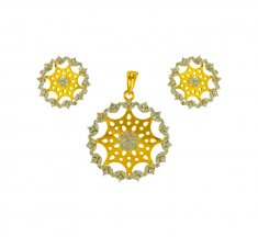 22 Karat Gold Designer Pendant Set ( Precious Stone Pendant Sets )