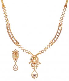 18K Gold Diamond Necklace Set ( Diamond Necklace Sets )