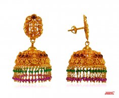 22Kt Temple Chandelier Earrings ( Exquisite Earrings )