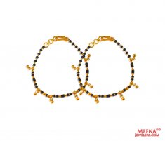 22KT Gold Kids Mania (2pc) ( Black Bead Bracelets )