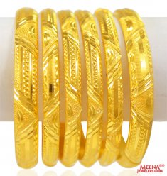 22 Kt Gold Machine Bangles (6 PC) ( Set of Bangles )