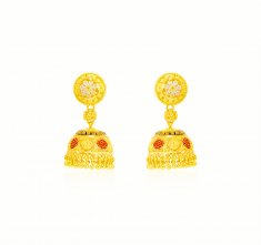 22kt Gold 3Tone Chandelier Earrings