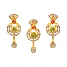 22k Gold Precious Stone Pendant Set