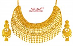 22Kt Gold Necklace Earring Set