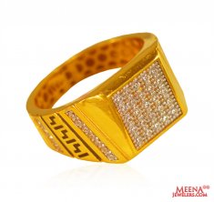 22K Mens CZ Stones Ring