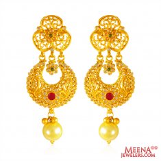 22K Gold Long Chandbali Earrings