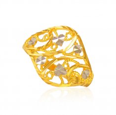 22K Gold Two Tone Ring ( Ladies Gold Ring )