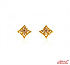 22 Kt Gold CZ Earrings ( 22 Kt Gold Tops )