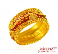 22K Traditional Meenakari Band ( Ladies Gold Ring )