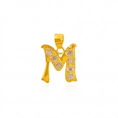 22K Gold Pendant with Initial (M)