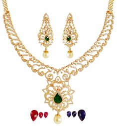 18K Gold Diamond  Necklace Set