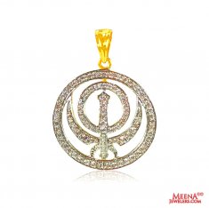 22 kt gold Khanda pendant with CZ ( Khanda Pendants )