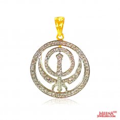 22 kt gold Khanda pendant with CZ