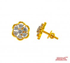 Gold Tops with CZ (22 Karat) ( Signity Earrings )