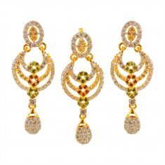 22kt Gold Fancy Pendant Set ( Precious Stone Pendant Sets )