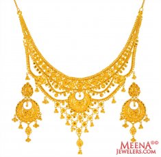 Necklace Earring Set 22K Gold