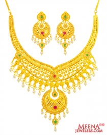 Necklace Earring Set 22K Gold ( 22 Kt Gold Sets )