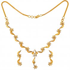 22 Kt Gold Necklace Earring Set 