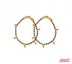 22Karat Gold Kids Mania (2pc) ( Black Bead Bracelets )